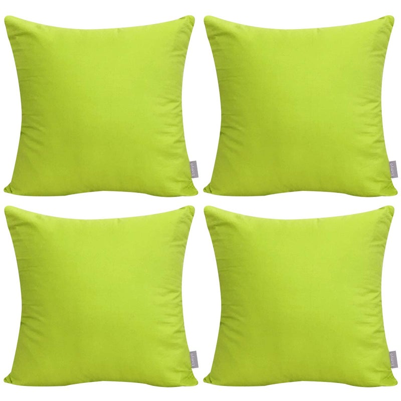 Thmyo 4-Pack 100% Cotton Comfortable Solid Decorative Throw Pillow Case  Square Cushion Cover Pillowcase Sublimation Blank Pillow Covers Spring DIY Throw Pillowcases(18x18inch/45x45cm Light Green) - Image 1